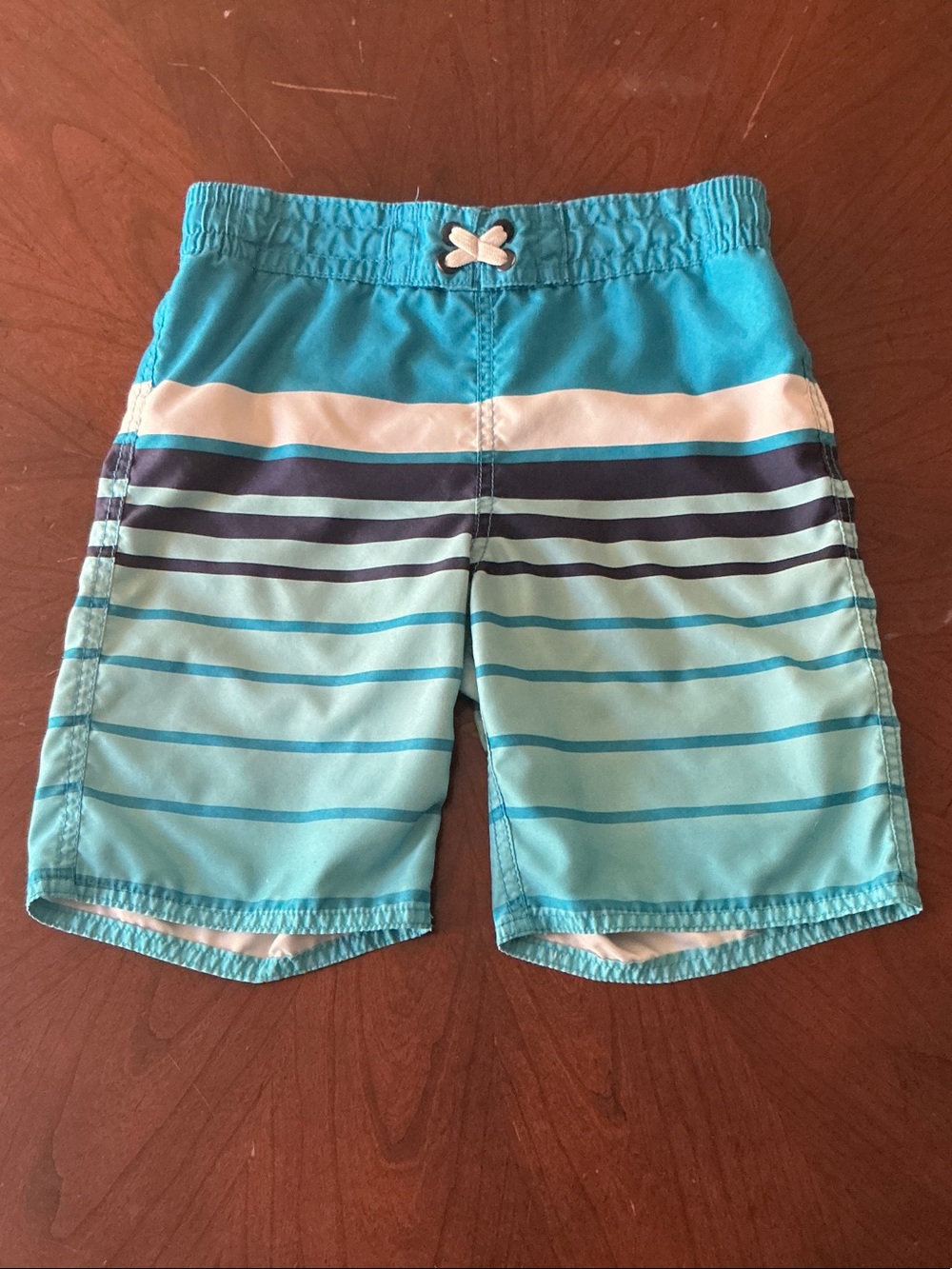 Old Navy Teal & Aqua Striped Boys Swim Shorts